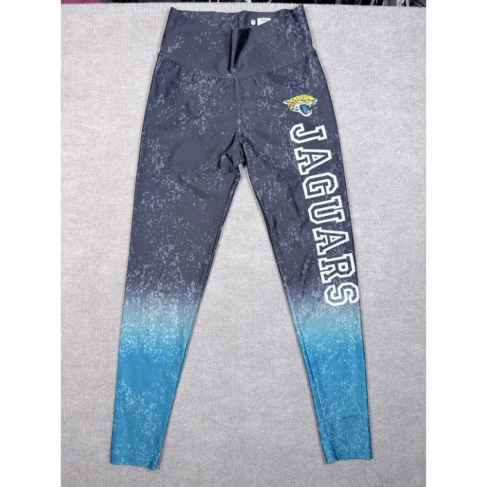 NFL Jacksonville Jaguars Zubaz Leggings Womens Large Ombre Teal Grey Athletic